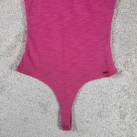 N Philanthropy Irene Bodysuit NWT Small Pink Ribbed Cutout Short Sleeve Crew - Picture 5 of 12